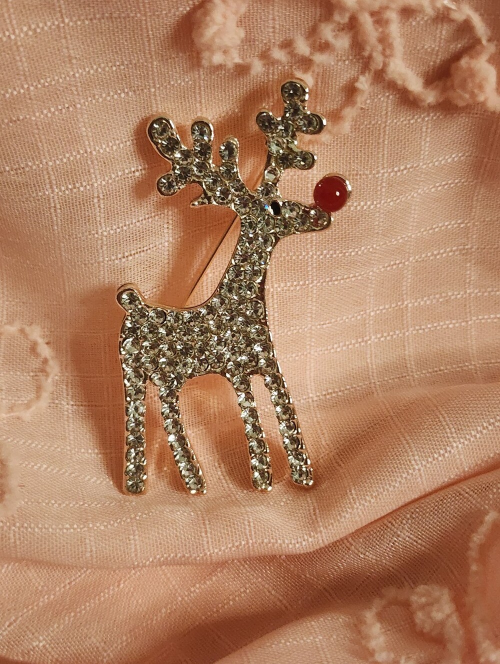 Rudolph Reindeer Gold / Silver / Rhinestones Brooch